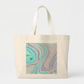 アクアブルーミントグリーン薄紫パープルパステルレインボー ラージトートバッグ (正面)