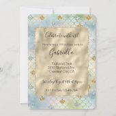 アクアブルーミントゴールドグリッター・マーメイド 招待状 (正面)