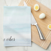 アクアブルーミントホワイトウォーターストライプカラーグラデーション キッチンタオル (四つ折り)