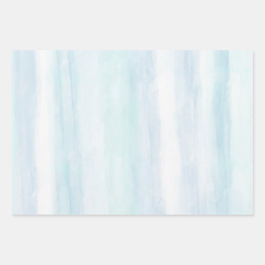アクアブルーミントホワイトウォーターストライプカラーグラデーション ラッピングペーパーシート (正面2)