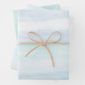 アクアブルーミントホワイトウォーターストライプカラーグラデーション ラッピングペーパーシート (インサイチュ)