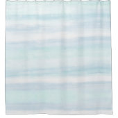 アクアブルーミントホワイトウォーターストライプカラー シャワーカーテン (正面)