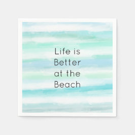 アクアブルーミントホワイトウォーターストライプカラーII スタンダードカクテルナプキン