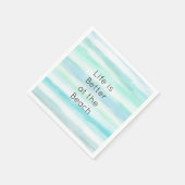 アクアブルーミントホワイトウォーターストライプカラーII スタンダードカクテルナプキン (角)