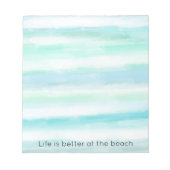 アクアブルーミントホワイトウォーターストライプカラーII ノートパッド (正面)