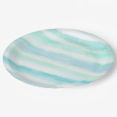 アクアブルーミントホワイトウォーターストライプカラーII ペーパープレート (アングル)