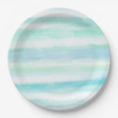 アクアブルーミントホワイトウォーターストライプカラーII ペーパープレート (正面)