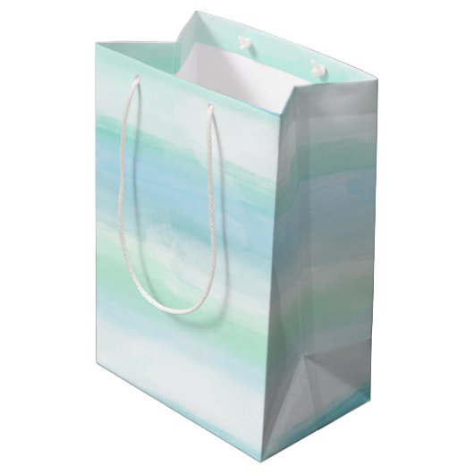 アクアブルーミントホワイトウォーターストライプカラーII ミディアムペーパーバッグ (裏面アングル)