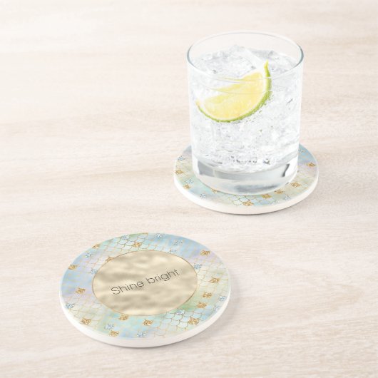 アクアブルーミント金ゴールドグリッターマーメイド コースター (側面)