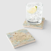 アクアブルーミント金ゴールドグリッターマーメイド ストーンコースター (横)