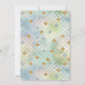 アクアブルーミント金ゴールドグリッターマーメイド 招待状 (裏面)