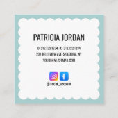 アクアブルーモダンウェーブシンプルソーシャルメディアアイコン スクエア名刺 (裏面)