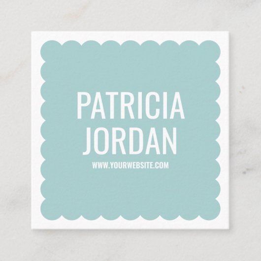 アクアブルーモダンウェーブシンプルソーシャルメディアアイコン スクエア名刺 (正面)