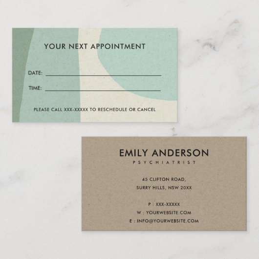 アクアブルーモダンクラフト抽象芸術アートアポイントメント 名刺 (正面/裏面)