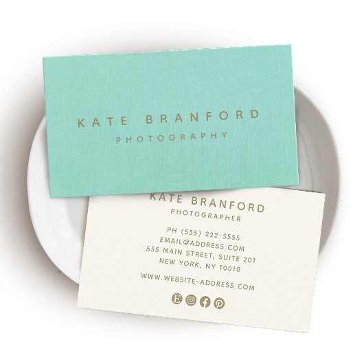 アクアブルーモダンミニマルプロフェッショナル 名刺