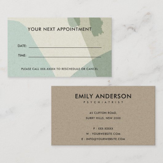 アクアブルーモダン素朴抽象芸術アポイントメント 名刺 (正面/裏面)