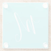 アクアブルーモノグラムイニシャル ガラスコースター (裏面)