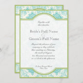 アクアブルーライムアイリスクローバーウェディングエグッズ 招待状 (正面/裏面)