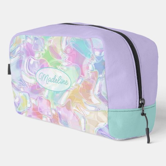 アクアブルーライムグリーンピンクパープルアートパターン ドップキット (右コーナー)