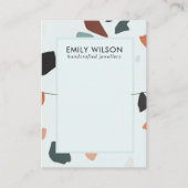 アクアブルーラストグリーンテラゾバンドネックレスディスプレイ 名刺 (正面)