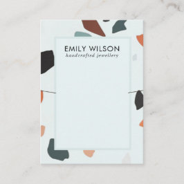 アクアブルーラストグリーンテラゾバンドネックレスディスプレイ 名刺