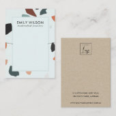 アクアブルーラストグリーンテラゾバンドネックレスディスプレイ 名刺 (正面/裏面)