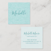 アクアブルーリネンターコイズフェミニンミニマリスト スクエア名刺 (正面/裏面)