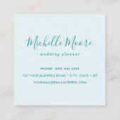 アクアブルーリネンターコイズフェミニンミニマリスト スクエア名刺 (裏面)