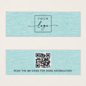 アクアブルーリネンロゴQRスタッドイヤリングディスプレイカード (正面&裏面)
