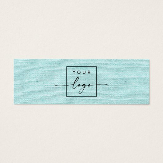 アクアブルーリネンロゴQRスタッドイヤリングディスプレイカード (正面)