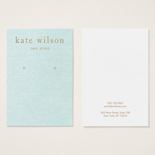 アクアブルーリネン(画像)イヤリングディスプレイカード (正面&裏面)