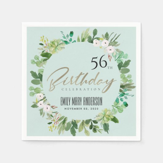 アクアブルーリース動物水の色ANY AGE誕生日 スタンダードカクテルナプキン (正面)