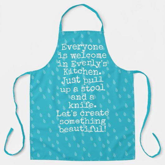 アクアブルーレインドロップズ抽象芸術引用文 エプロン (正面)