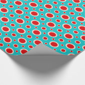 アクアブルーレッドドット誕生日 ラッピングペーパー (角)