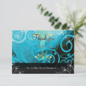 アクアブルーレモンイエローカラユリ花 –  サンキューカード (スタンド正面)