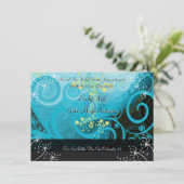 アクアブルーレモンイエローカラユリ花 –  招待状 (スタンド正面)