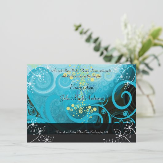 アクアブルーレモンイエローカラユリ花 – 招待状 (スタンド正面)