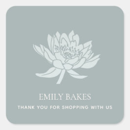 アクアブルーロータスフローラビジネスショッピングありがとう スクエアシール