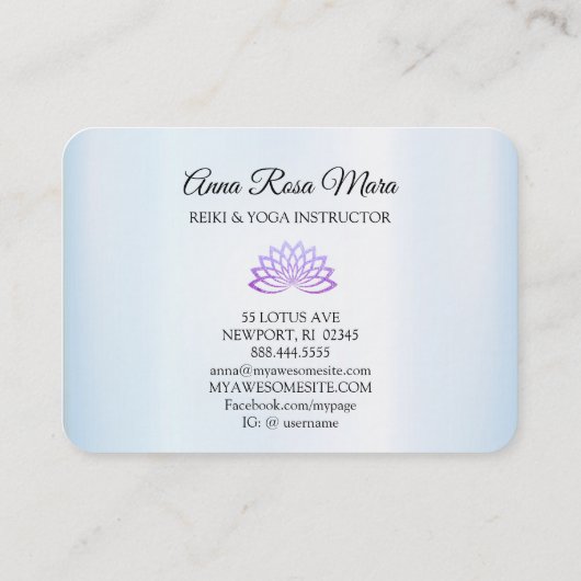 *~*アクアブルーロータスヨガ女性ヒーリングエネルギー 名刺 (裏面)