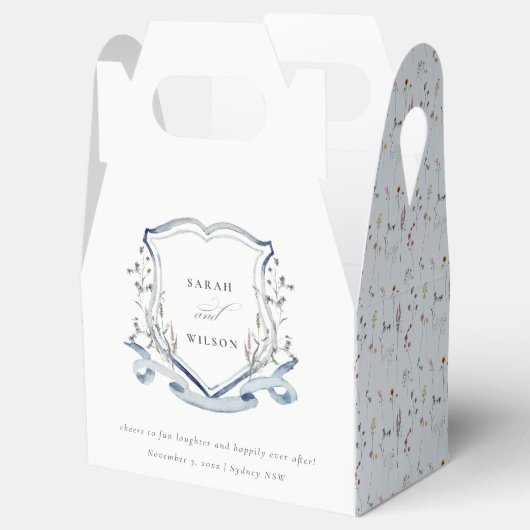 アクアブルーワイルドフラワーウォータークレスト結婚ズ フェイバーボックス (オープン)