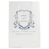 アクアブルーワイルドフラワーウォータークレスト結婚ズ ミディアムペーパーバッグ (裏面)