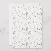 アクアブルーワイルドフラワーモノグラムクレスト婚約 招待状 (裏面)