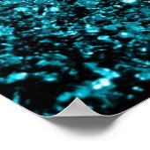 アクアブルー光沢フェイクグリッターきらめき ポスター (角)