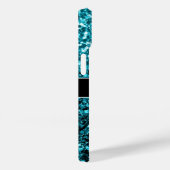 アクアブルー光沢フェイクグリッタースパークルスモノグラム Case-Mate iPhoneケース (裏面 / 右)