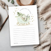 アクアブルー冬そりの赤ちゃんシャワーのご希望 エンクロージャーカード