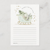 アクアブルー冬そりの赤ちゃんシャワーのご希望 エンクロージャーカード (正面)