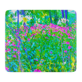 アクアブルー印象派の庭園風景 カッティングボード