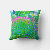 アクアブルー印象派の庭園風景 クッション (裏面)