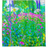 アクアブルー印象派の庭園風景 シャワーカーテン (正面)