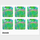 アクアブルー印象派の庭園風景 スクエアシール (シート)